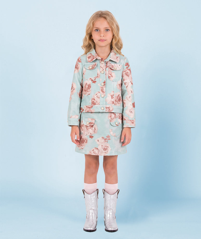 Mint Gül Işıltılı Couture Ceket | 5-6 Yaş