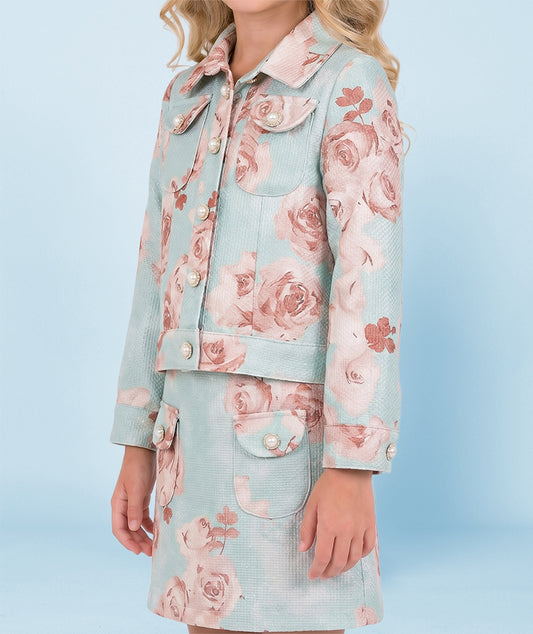 Mint Gül Işıltılı Couture Ceket | 5-6 Yaş