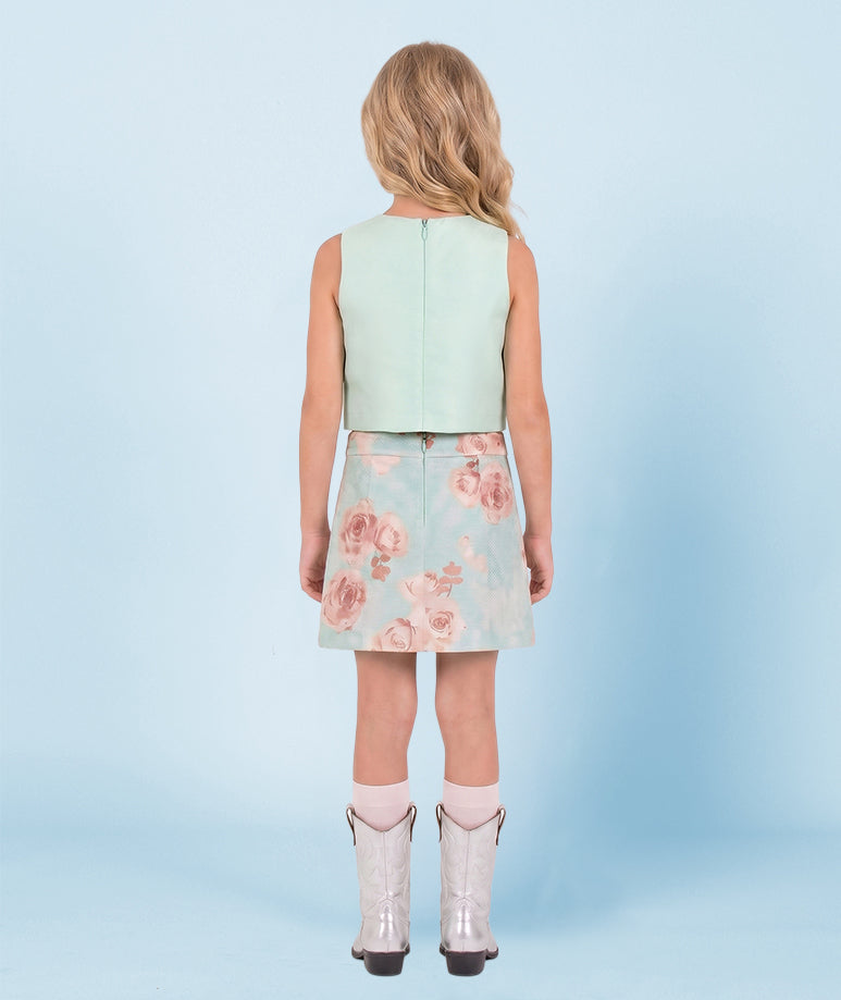 Mint Gül Işıltılı Couture Etek | 5-6 Yaş