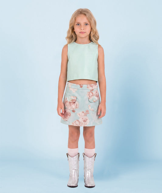 Mint Gül Işıltılı Couture Etek | 5-6 Yaş