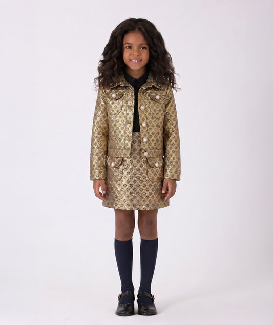 Altın Işıltı Jakarlı Ceket