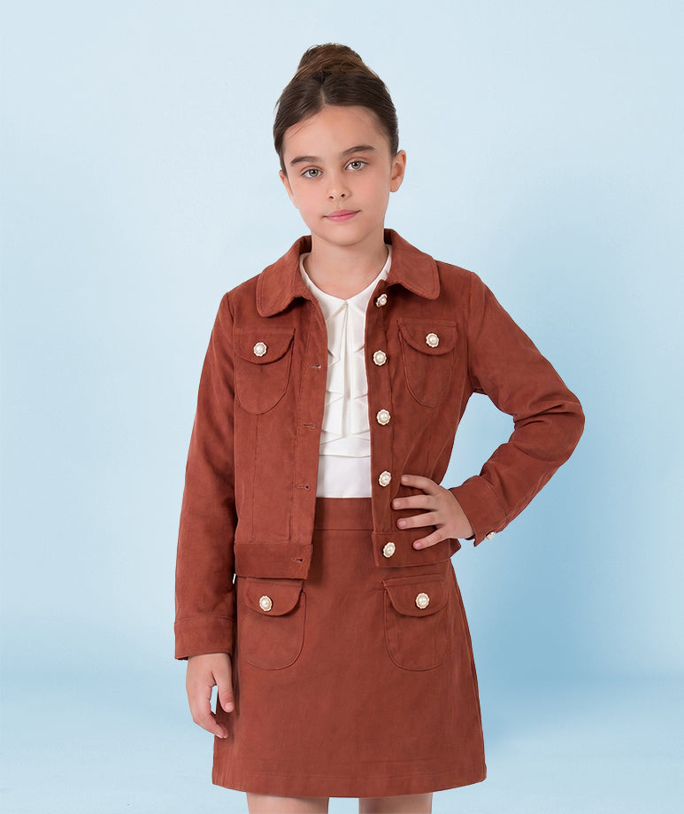 Tarçın Kadife Dokulu Vintage Ceket