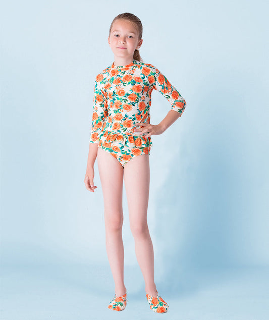 Çiçek Desenli Turuncu Bikini Set | 2 Parça
