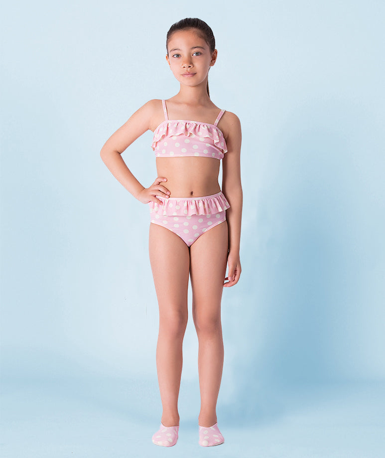 Puantiyeli Pembe Bikini Set | 2 Parça | 5-6 Yaş