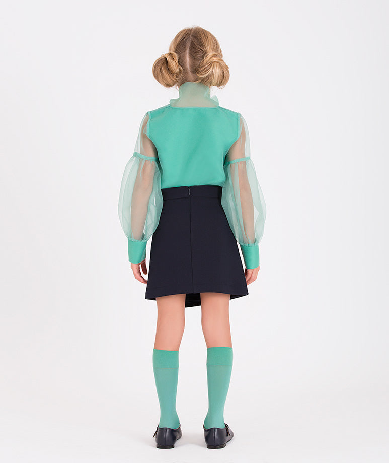 Mint Uzun Tül Kollu Bluz | 3-4 Yaş
