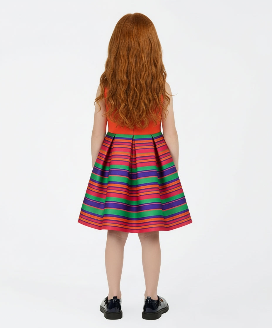 Çok Renkli Fiyonklu Elbise