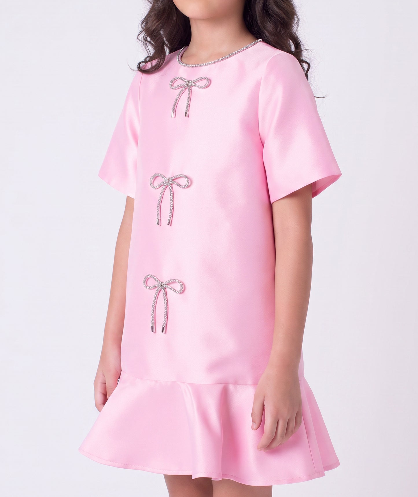 Pembe Taşlı Abiye Elbise