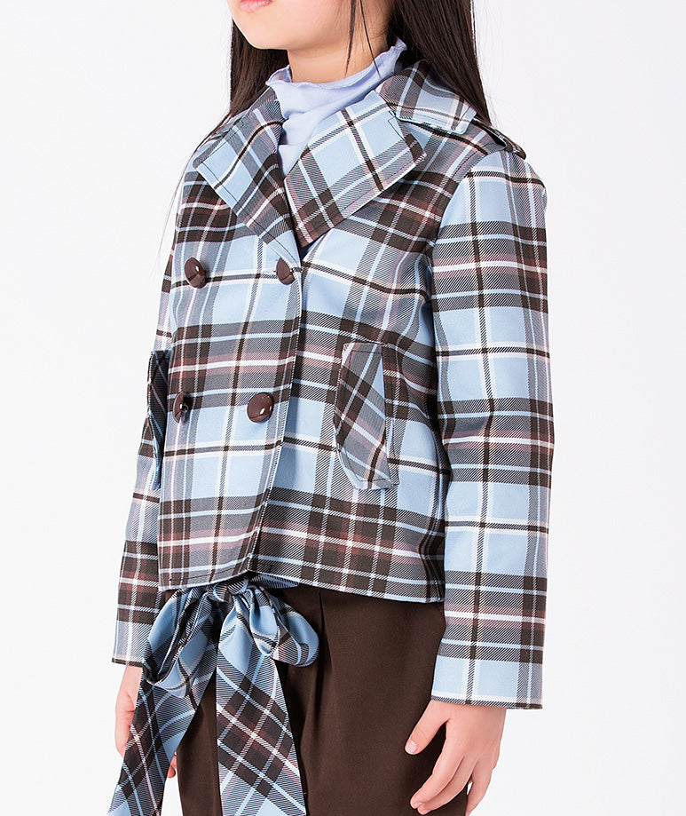 Ekose Kısa Kız Çocuk Ceket ürün görseli 1