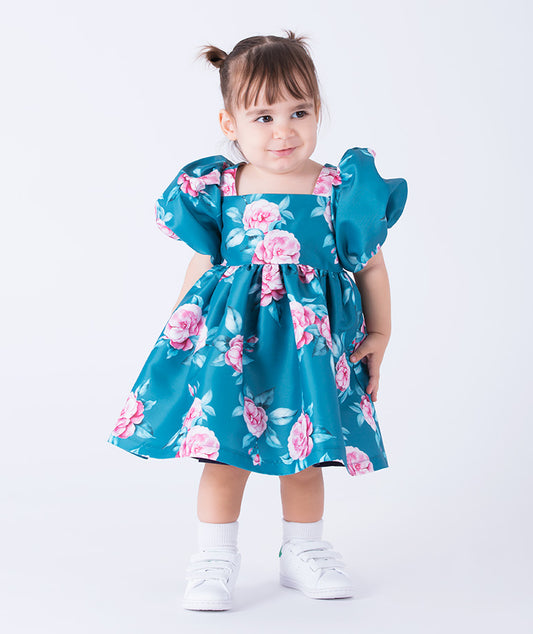 Çiçekli Savaya Bebek Elbisesi