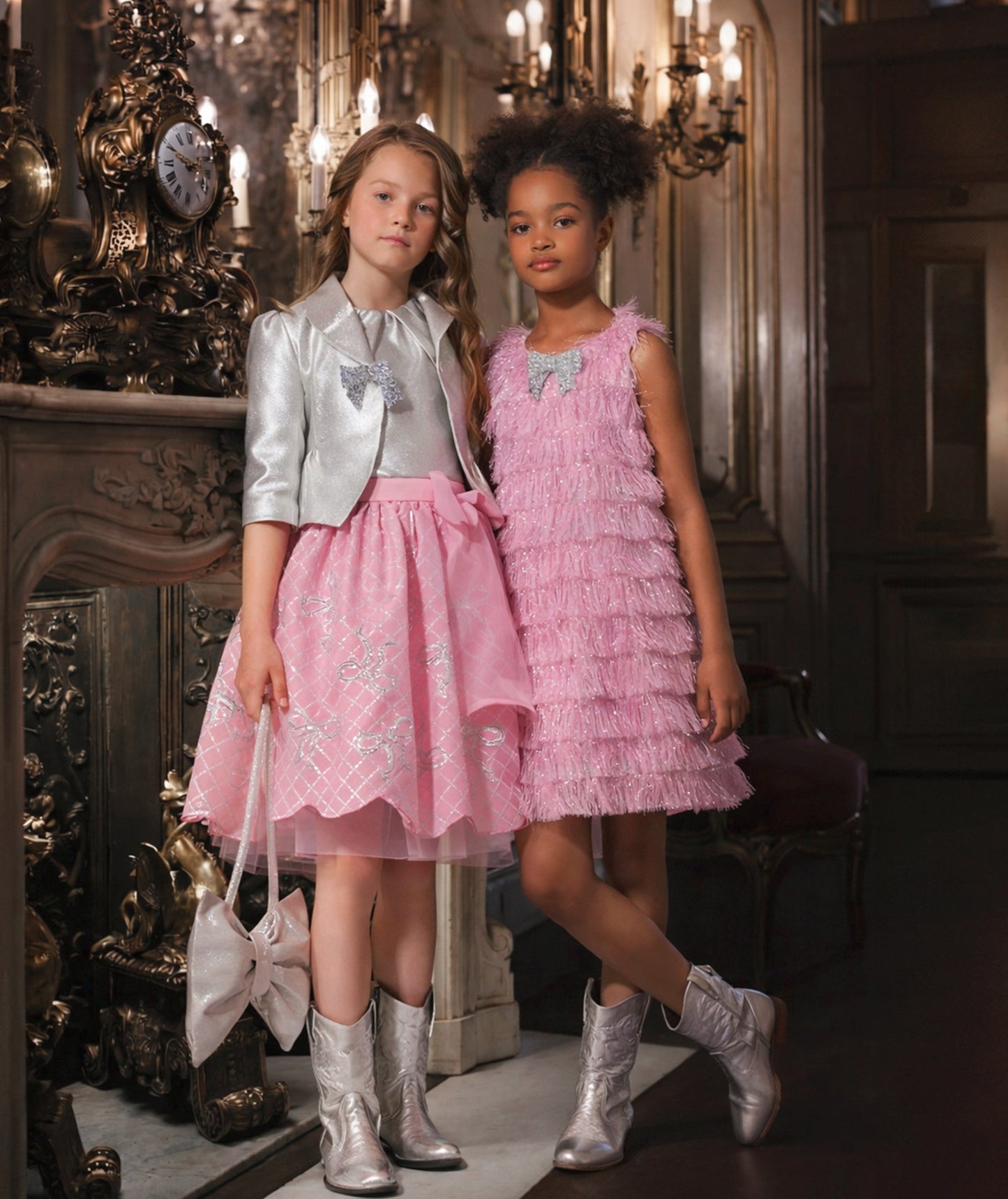 Kat Kat Püsküllü Pembe Kız Çocuk Elbisesi