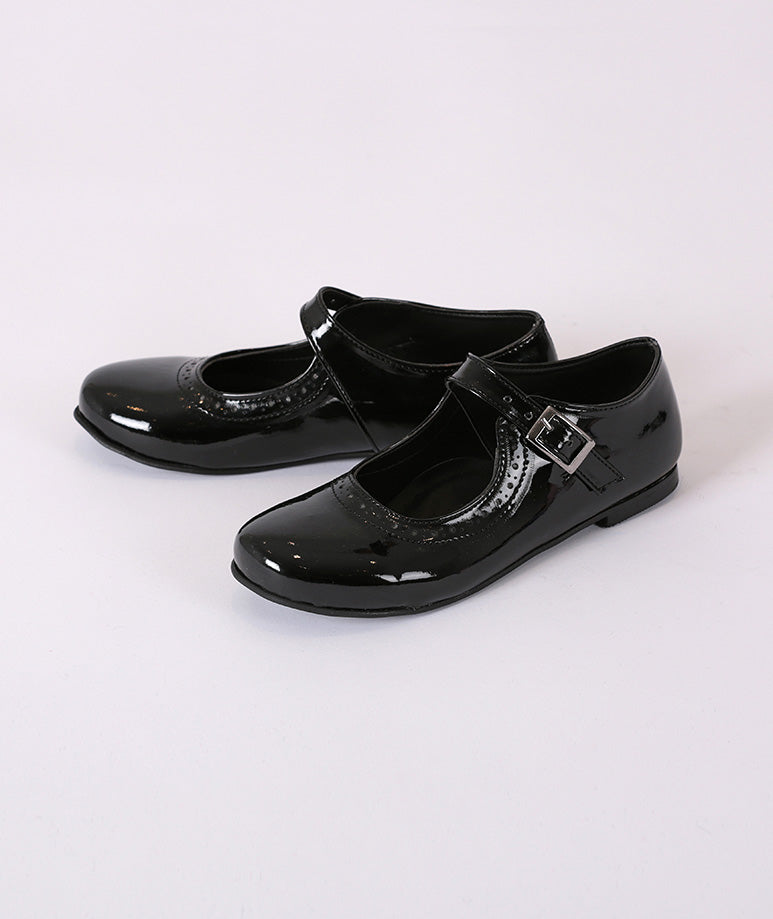 Rugan Tokalı Siyah Çocuk Ayakkabısı
