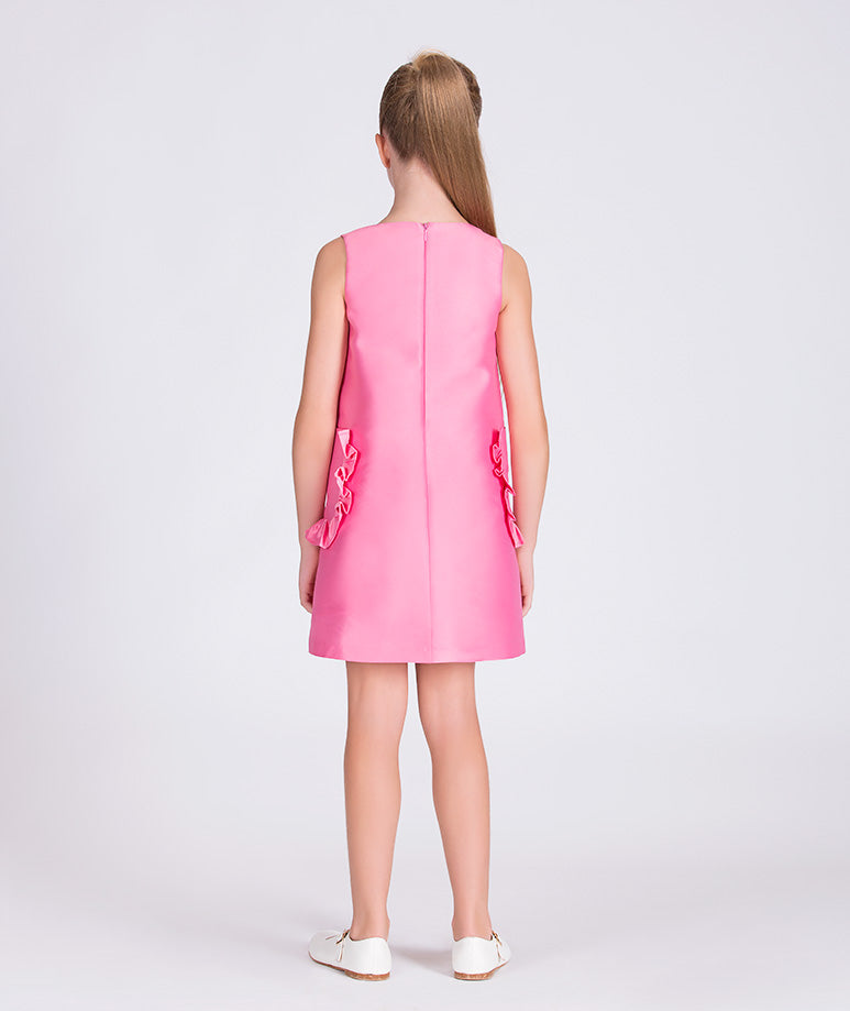 pink dress with ruffled pockets