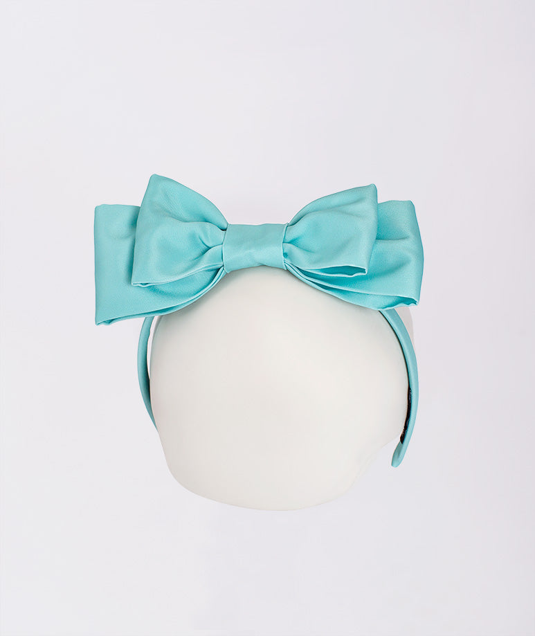 blue double bow headband