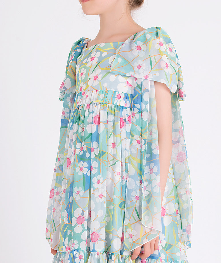 blue colorful floral summer dress