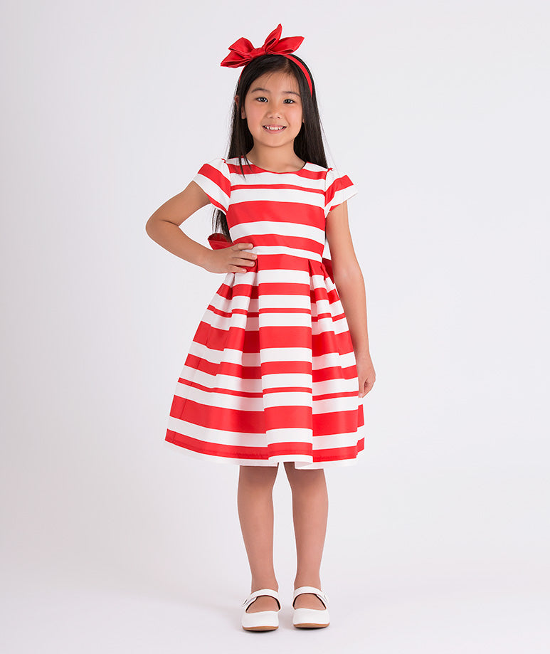 red and white striped dress